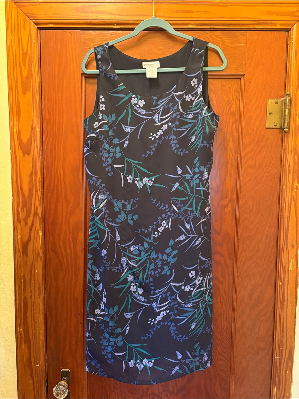 Worthington Navy Floral Midi Sheath Dress with matching jacket.